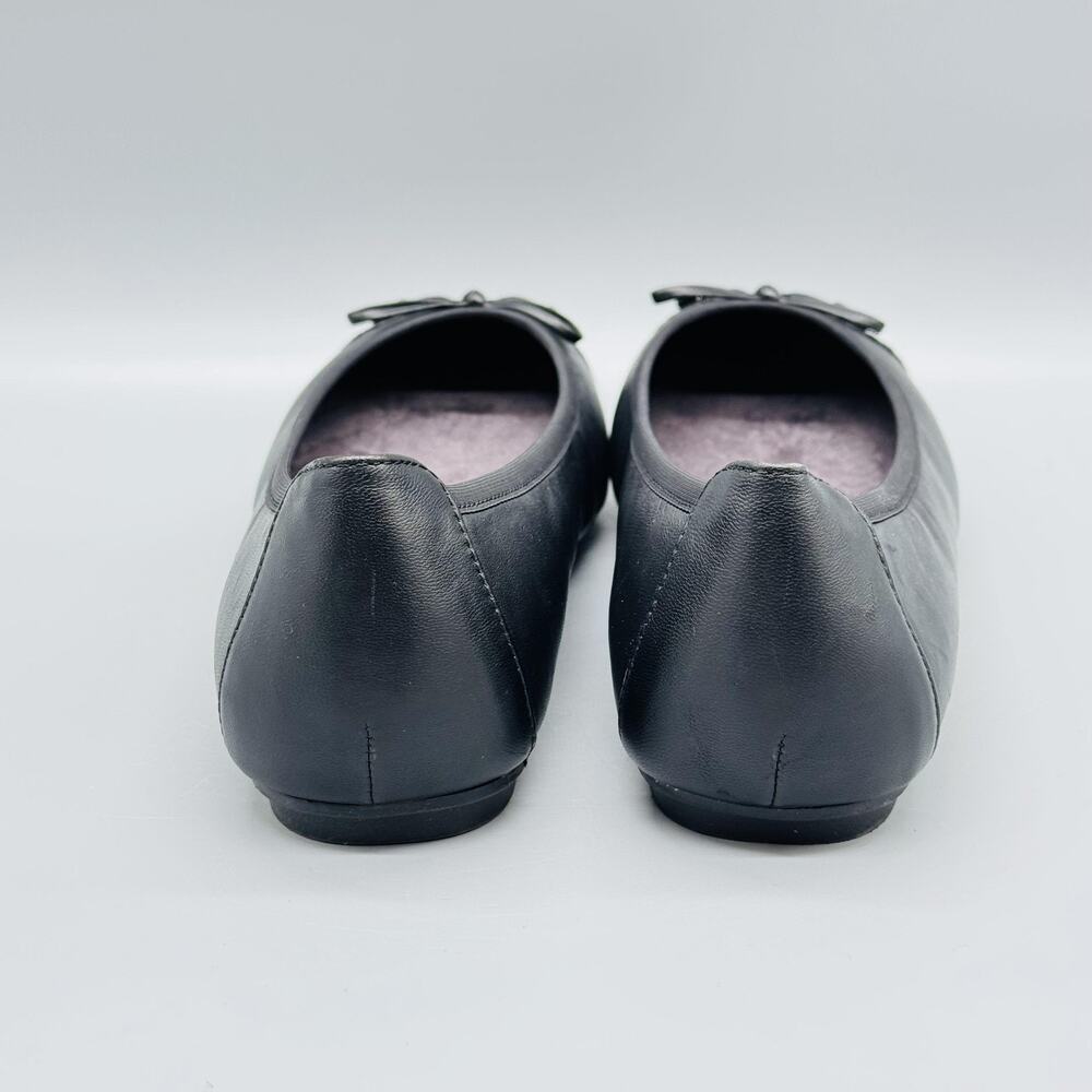 Vionic Shoes Womens 9.5 Black Leather Minna Ballet Flats Bow Cap Toe Comfort - Picture 7 of 13